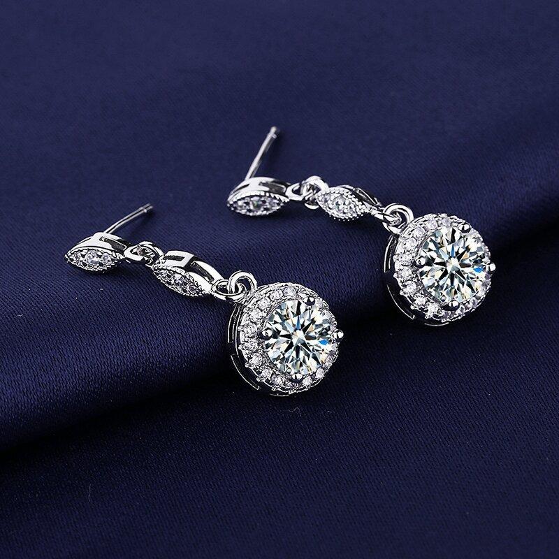 Fine Jewelry 925 Sterling Silver Earrings Inlaid with Zircon Crystal Flower Earrings Charm Jewelry for Women Gift Engagement