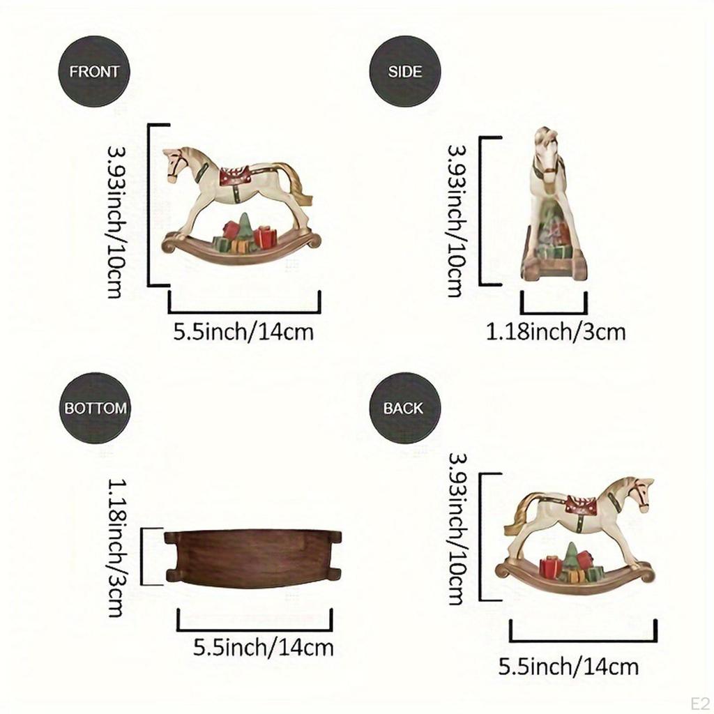 Rocking Horse Statue Home Decor Cute Gift Funny Christmas Ornament Figurine for Bookshelf Table