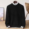 Men's Thickened Wool Sweater, Round Neck, Long Sleeve, Business Casual, Simple, Loose, Versatile Knit Outerwear, Base Layer
