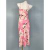 Export Lu's Summer New Suspender Smooth Fabric Print High Quality Open Back V-neck Swing Special Dress
