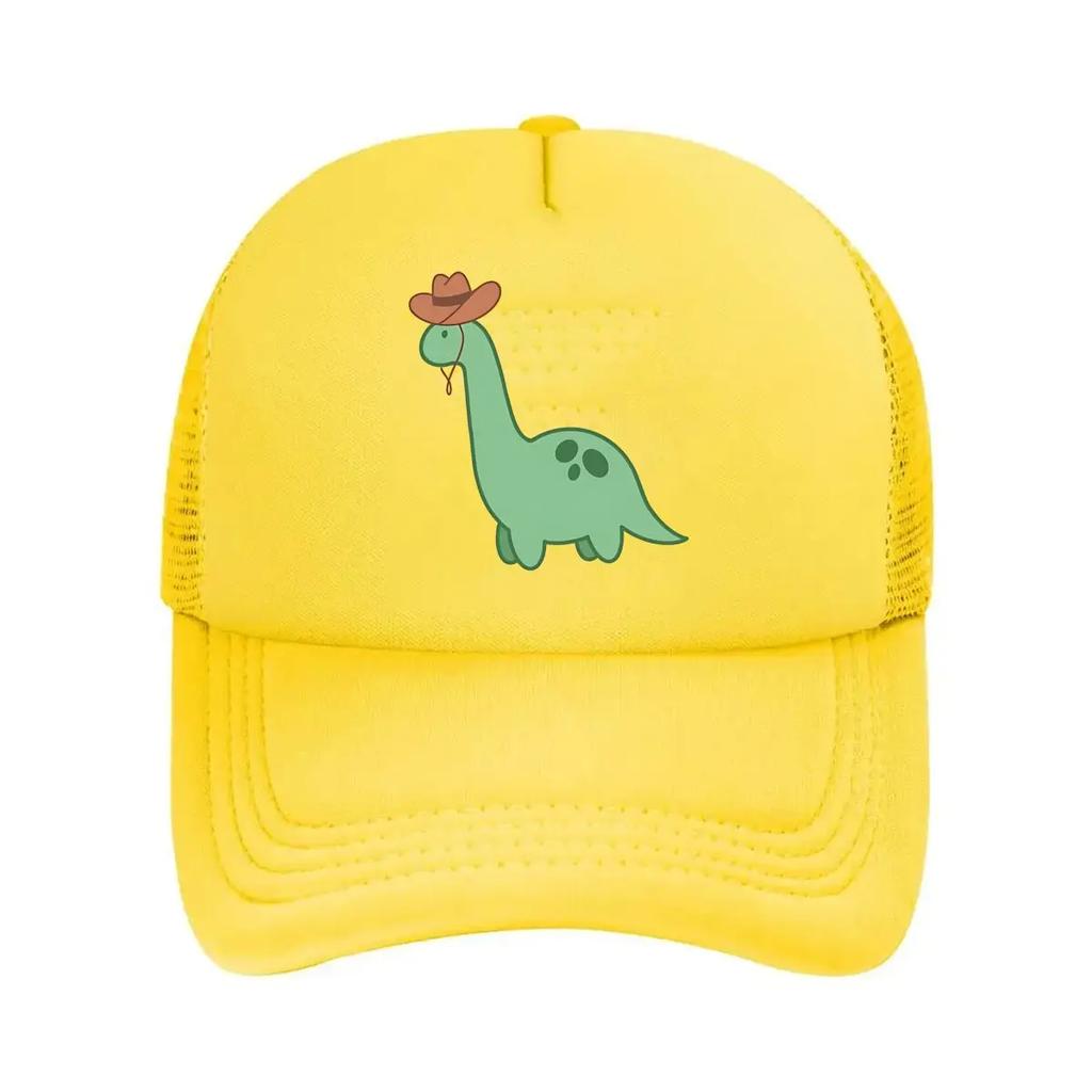 Little Green Cowboy Dinosaur Sticker Mesh Baseball Cap