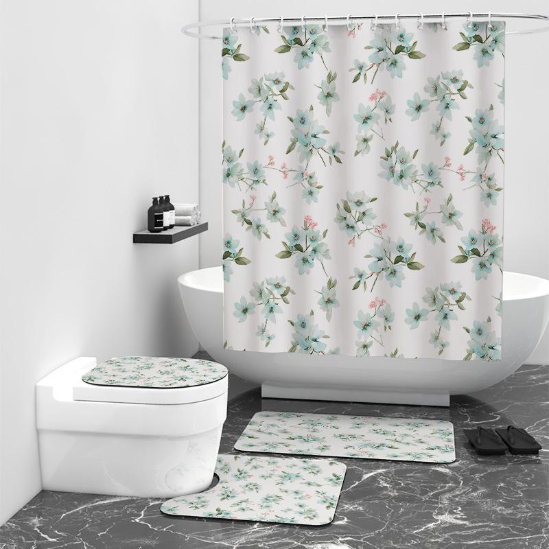 Digitální tisk sprchový závěs série květin pongee voděodolný sprchový závěs koupelnový závěs