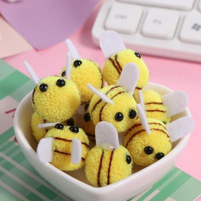 10pcs DIY Yellow Wool Felt Little Bee Felt Ball Creative Artificial Bees Crafts Cute Mini Bee Clothing Decor