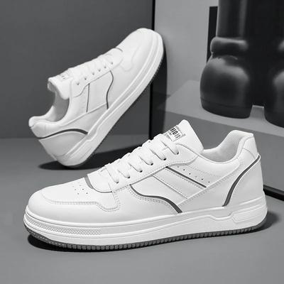 Nouvelles Chaussures Décontractées pour Hommes Blanc Gris Plateforme Baskets Étudiantes Chaussures de Sport Respirantes d'Extérieur Chaussures de Course Légères Chaussures de Tennis
