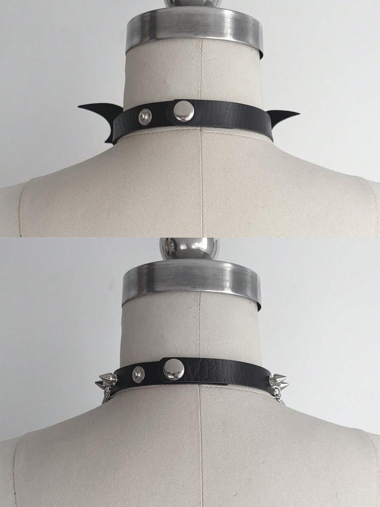 HERSHINE 2-piece Halloween theme collar cross pentagram wings accessories Y2K Gothic style Halloween cosplay accessories