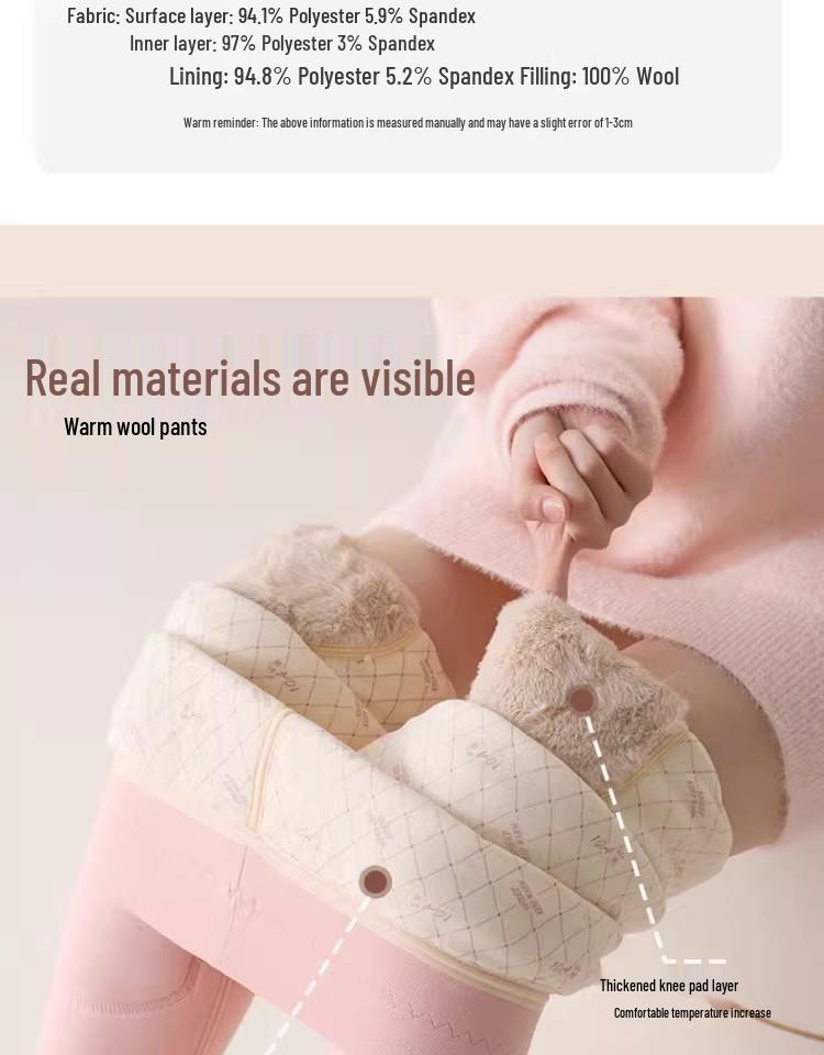 Women's High-Waisted Slimming Warm Cashmere Knee Pad Pants