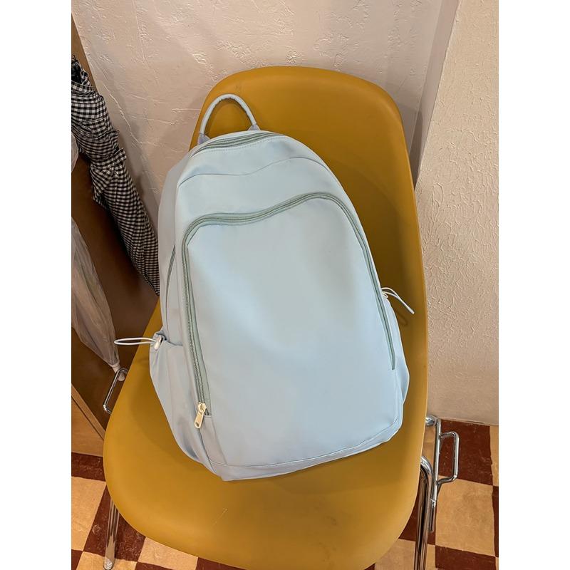 Casual solid color large capacity schoolbag new middle and high school students backpack travel backpack