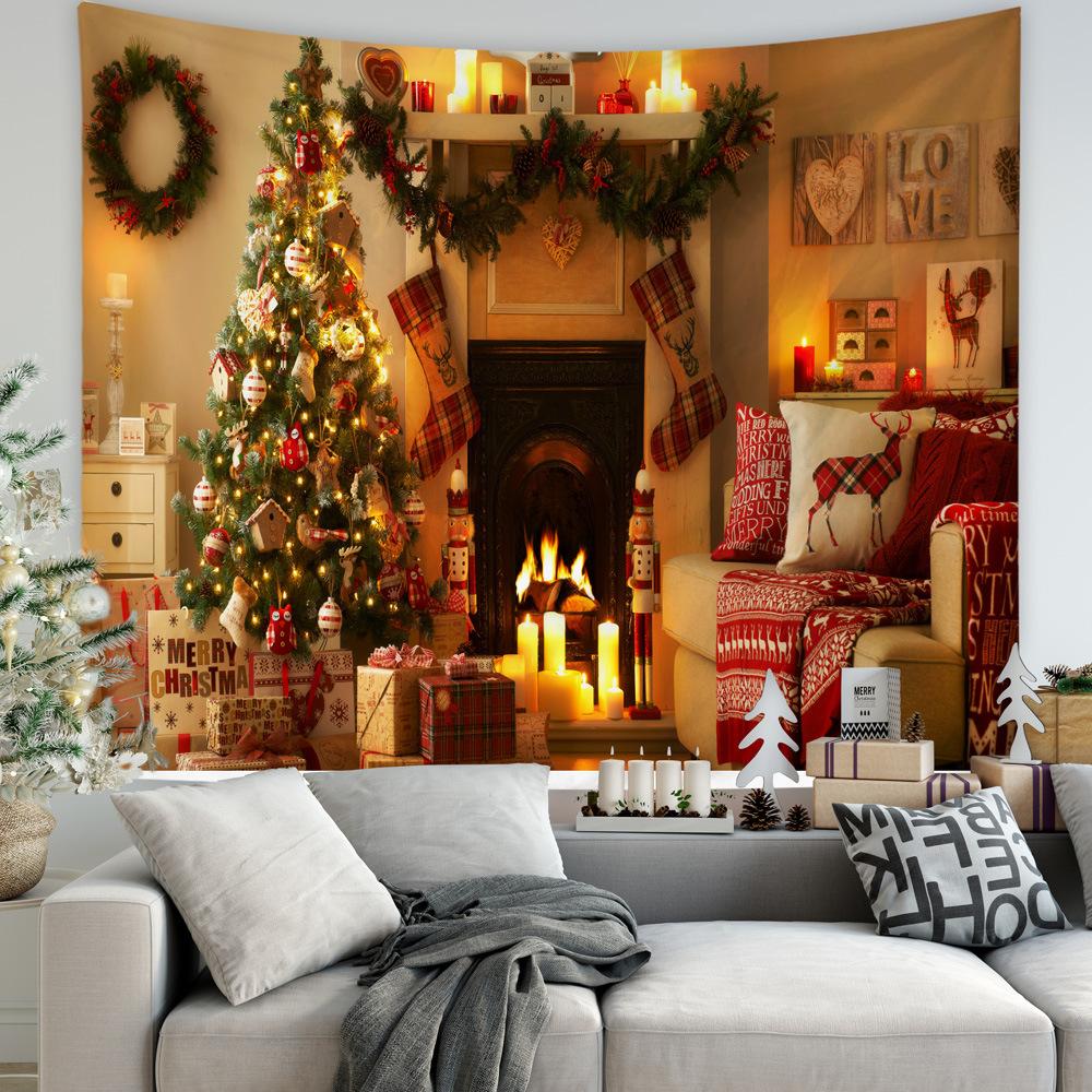 Christmas Wall Hanging Cloth Large Background Cloth Painting European and American Christmas Tree Tapestry