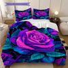 Rose Pattern Bedding Quilt Set Quilt Cover Pillowcase Home Decoration Birthday Gift (1 * Duvet Cover + 2 * Pillowcase, Without Core)