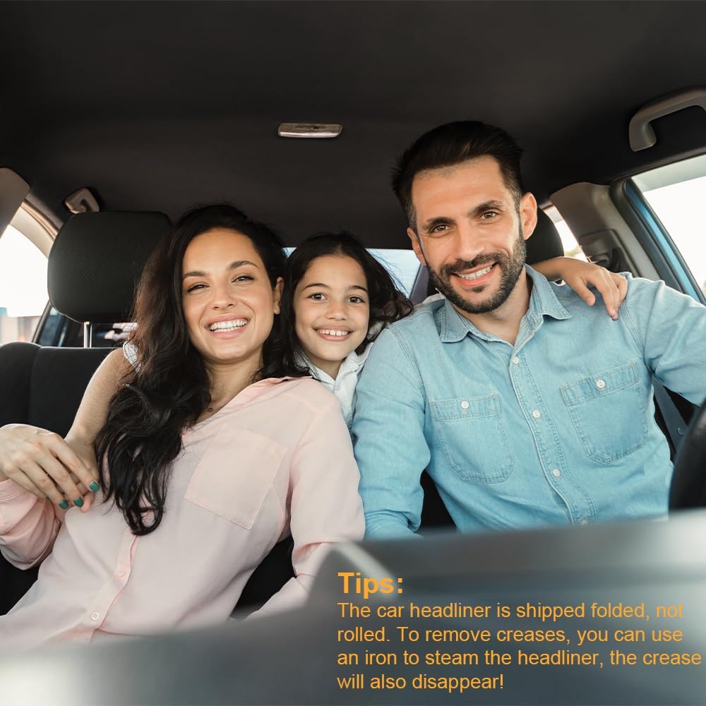 Auto Suede Headliner Fabric Material With Foam Backing, 54" L × 60" W Automotive Interior Roof Replacement Upholstery Fabric For Car Truck SUV RV