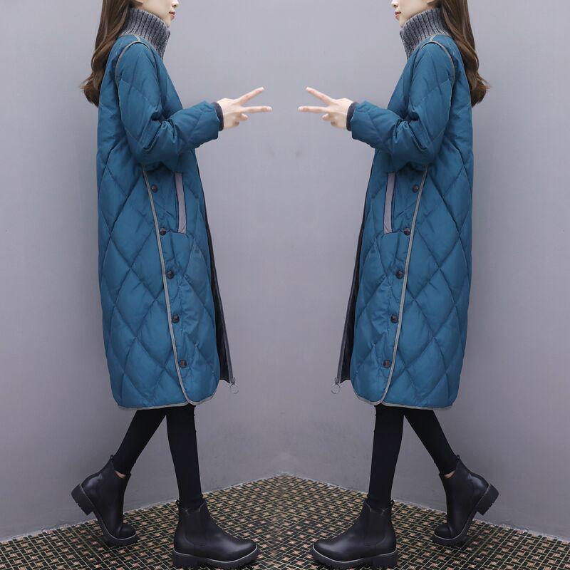 2023 Autumn/Winter Women's Mid-Length Korean Plus Size Lightweight Down Cotton Coat Jacket