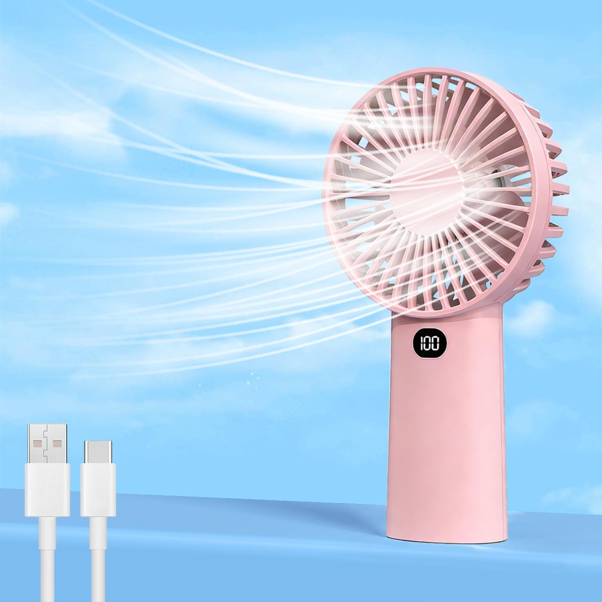 

5-speed Digital Display Handheld Fan 4000mAh, Long-lasting Battery Life, Cool Summer розовый