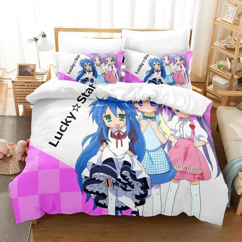 3D Anime Konata Izumi Lucky Star Bettwäsche-Set Bettbezug Bettset Steppdeckenbezug Kissenbezug Steppdecke King Queen Size Jungen Erwachsene