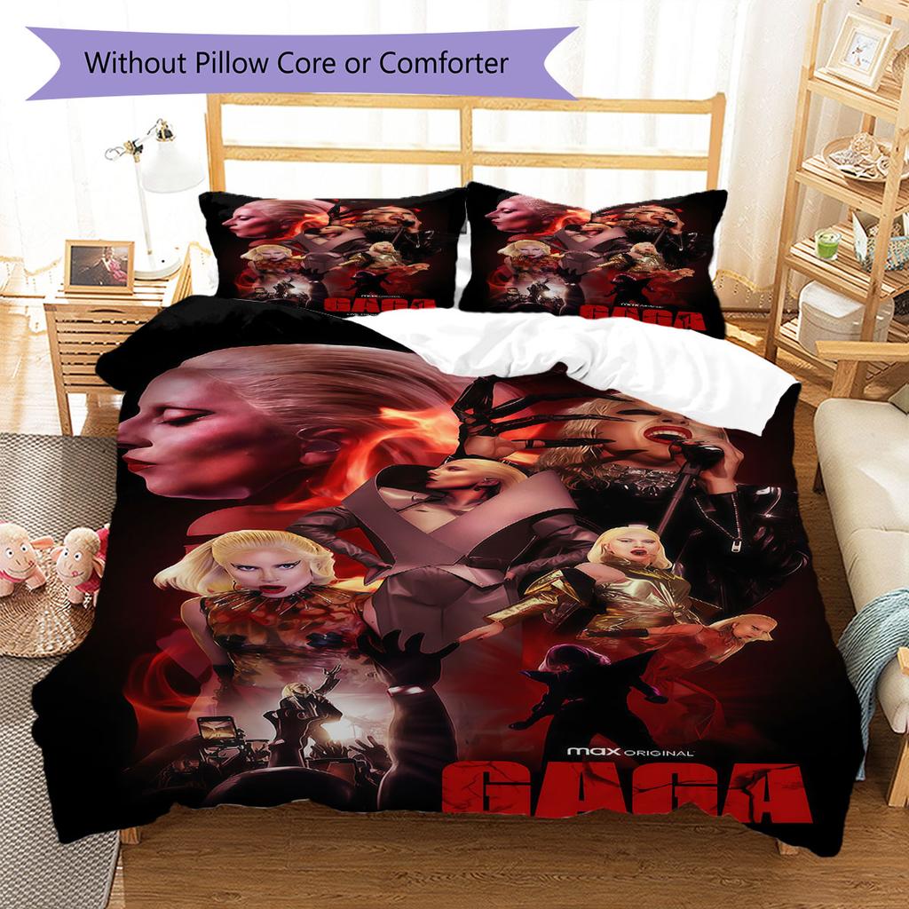 Lady Gaga poster Bedding Quilt Set Quilt Cover Pillowcase Home Decoration Birthday Gift (1 * duvet cover + 2 * pillowcase, without core)