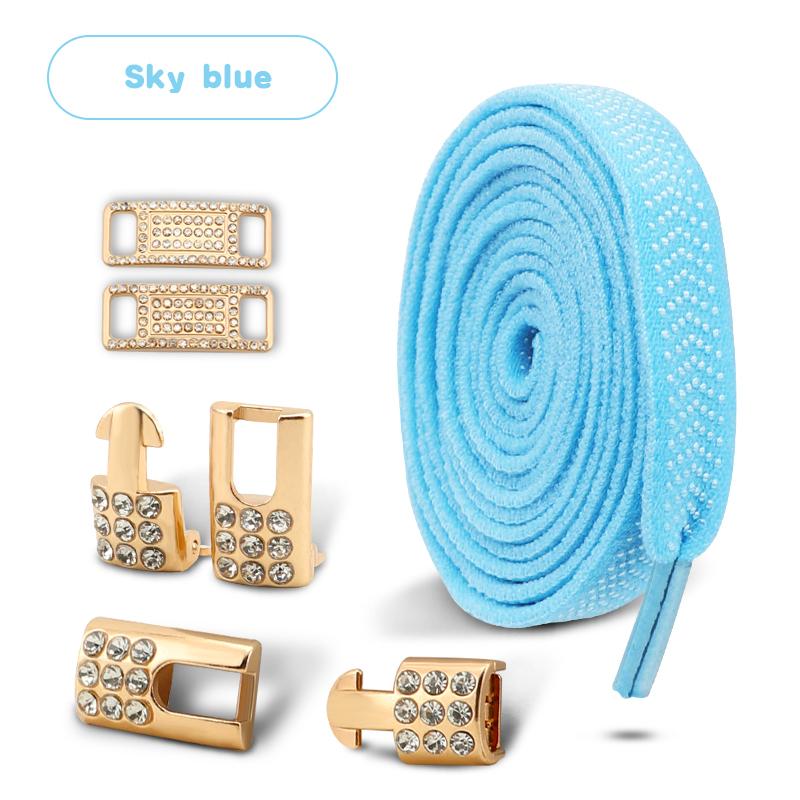 Gold Diamond buckle Shoelaces without ties Elastic Laces Sneakers Tennis No Tie Shoe laces Flat Shoelace for Shoes accessories