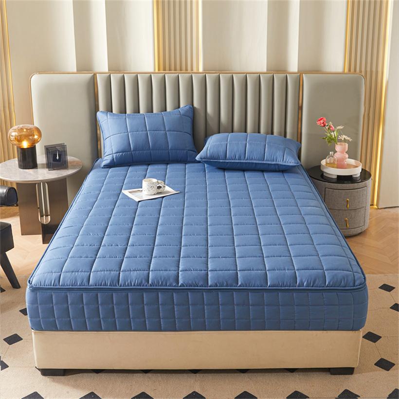 

Матрасный наматрасник с пятью полностью закрытыми сторонами, утолщенный стеганый матрасный топпер, бесшумный, против клещей, дышащий чехол-протектор для матраса 160x200x20cm синий