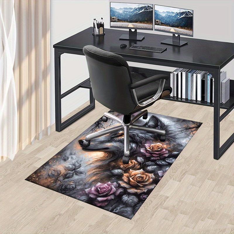 1pc Wolf Roses Themed Rug for Home Decor, Non-slip Office Carpet, Chair Mat, Outdoor Mat, Christmas and Halloween Gifts-0731127