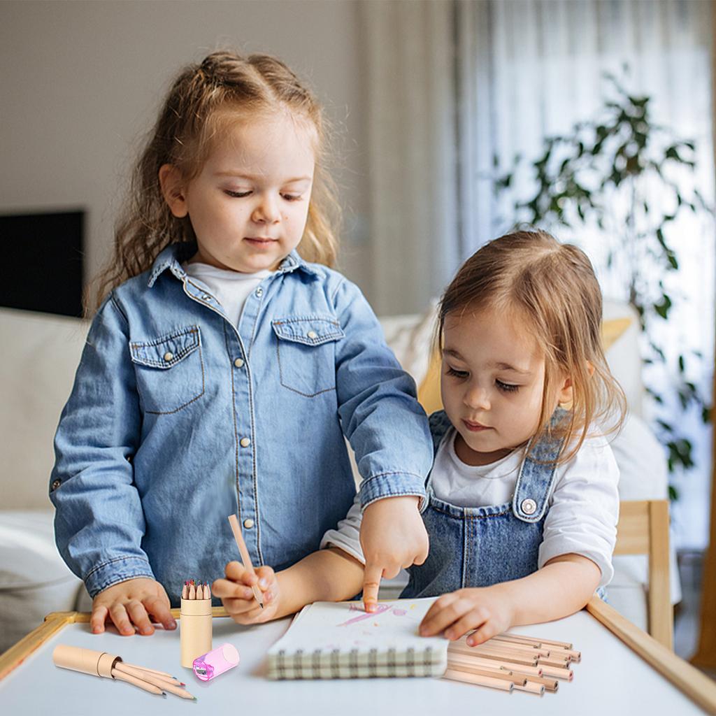 40 Pack Mini Drawing Colored Pencils With Sharpener 12 Color Mini Drawing Pencils Set 3.3Inch Short Fat Color Pencils In Tube Co