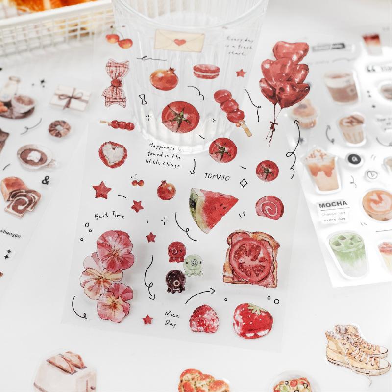 Vintage PET Food Sticker Book Retro Dessert DIY Journal Scrapbooking Supplies for Decoupage Album Craft Stationery