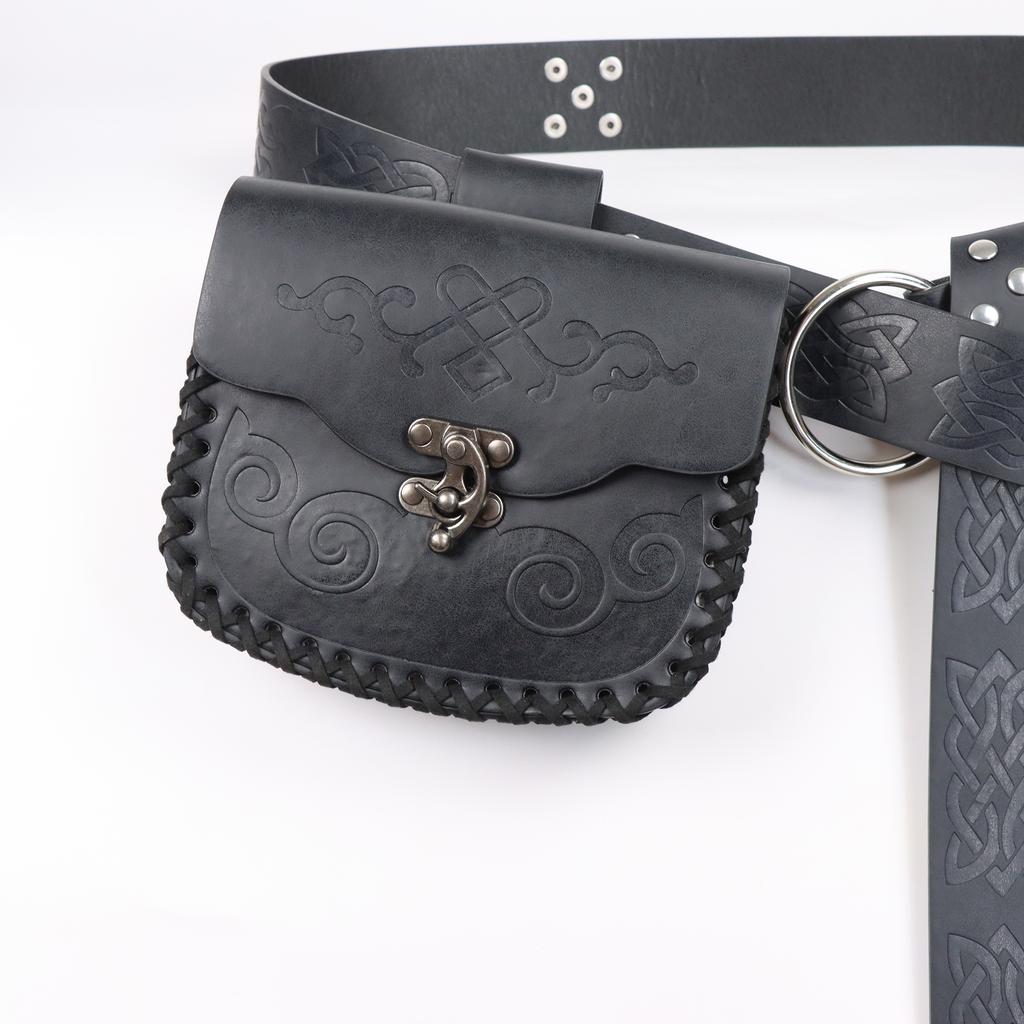 3pcs Medieval Vintage Print Belts Viking Warrior Waist Hanging Tool Fanny Pack Skirt Clip Halloween Role Play Props