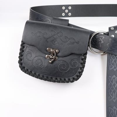 3pcs Medieval Vintage Print Belts Viking Warrior Waist Hanging Tool Fanny Pack Skirt Clip Halloween Role Play Props