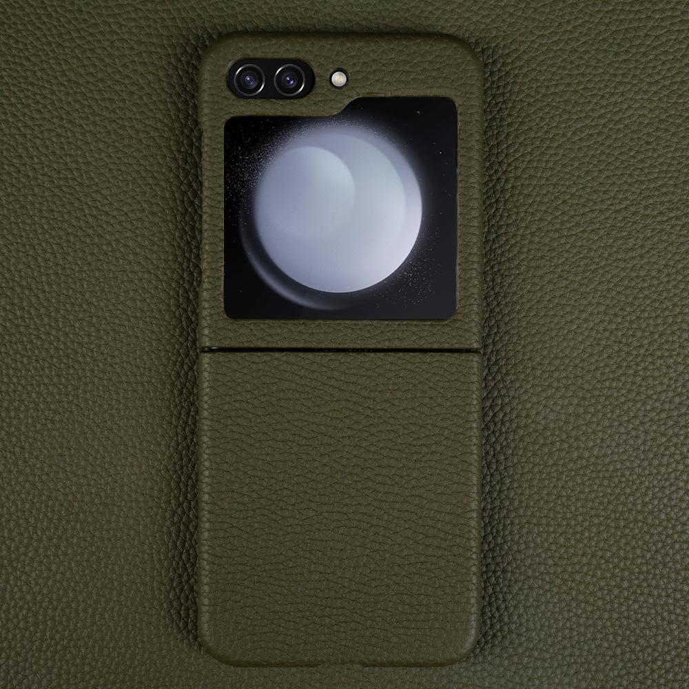 Applicable To Samsung Mobile Phone Case Flip5 Leather Leather Case High-End Protective Case Clamshell Folding Screen Zflip5 Mobile Phone Case