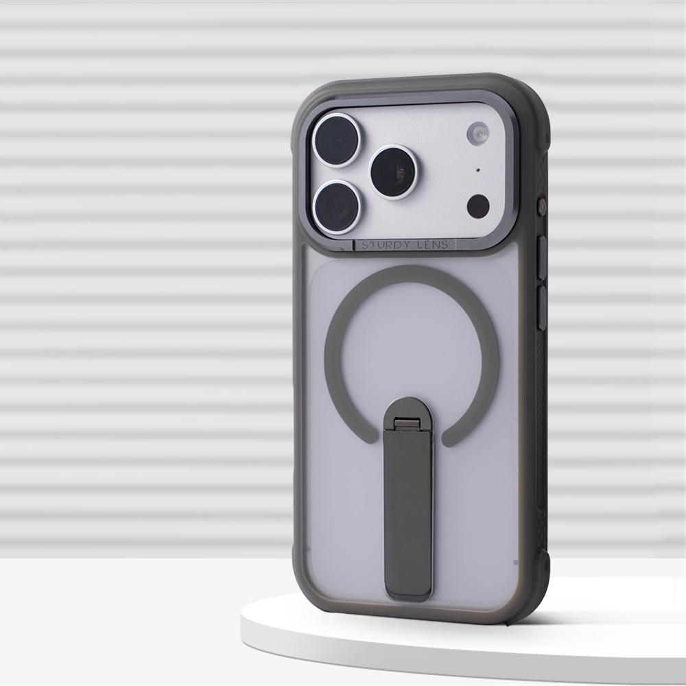 Luxury Matte Translucence Stand Shockproof Magnetic Case For iPhone 17 Pro Max 16 15 14 13 12 For Magsafe Anti-Drop Armor Cover