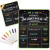 4 THOUGHT First & Last Day of School Chalkboard Sign- 11x14 Inch Double-Sided Reble Signs for Kids, Back To School Photo Prop for Kindergarten