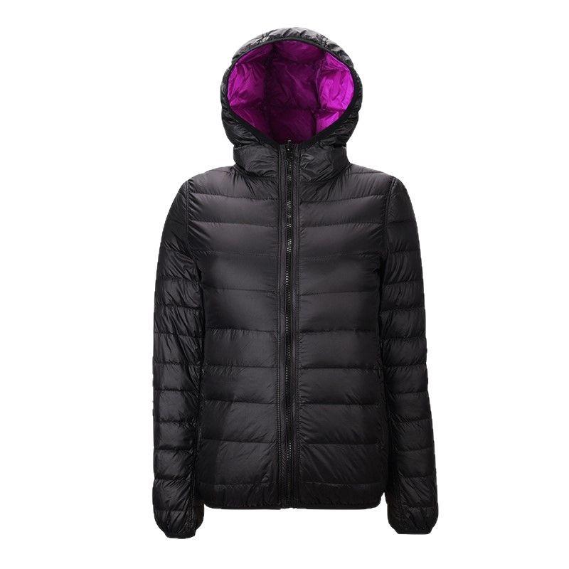 Autumn and winter new light down jacket women's hooded double-sided wear on both sides short thin lightweight coat tide