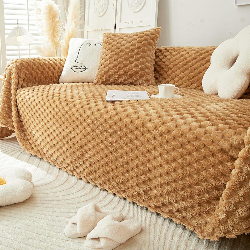Zimní plyšová osuška na pohovku zahuštěná hřejivá čepice proti poškrábání sametová potah na pohovku univerzální all-inclusive potah látková přikrývka