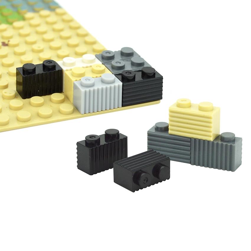 DIY Bricks Modified 1x2 with Flutes Fluted MOC Building Blocks Technical Parts Compatible with 2877 Educational Toy for Children