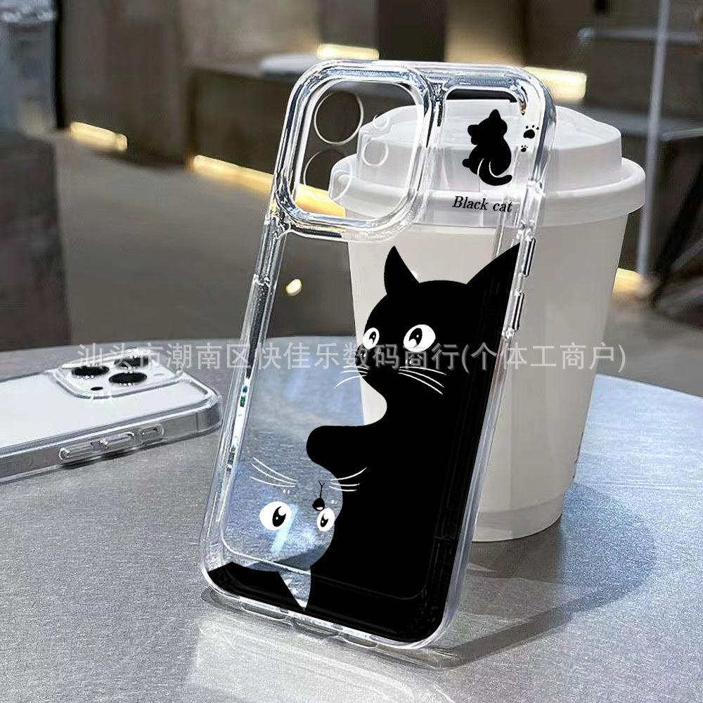 Fun Cat Compatible iPhone Protective Case: 15/16 iPhone, 11/12/13/14 Pro Max Transparent Phone Case