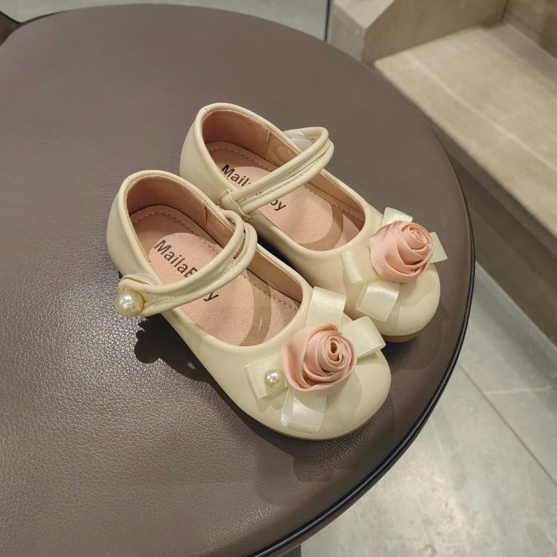 Girls  Princess Shoes 2024 New Kids Fashion Flower Leather Shoes Children Elegant Temperament Dance Shoes for Party Wedding