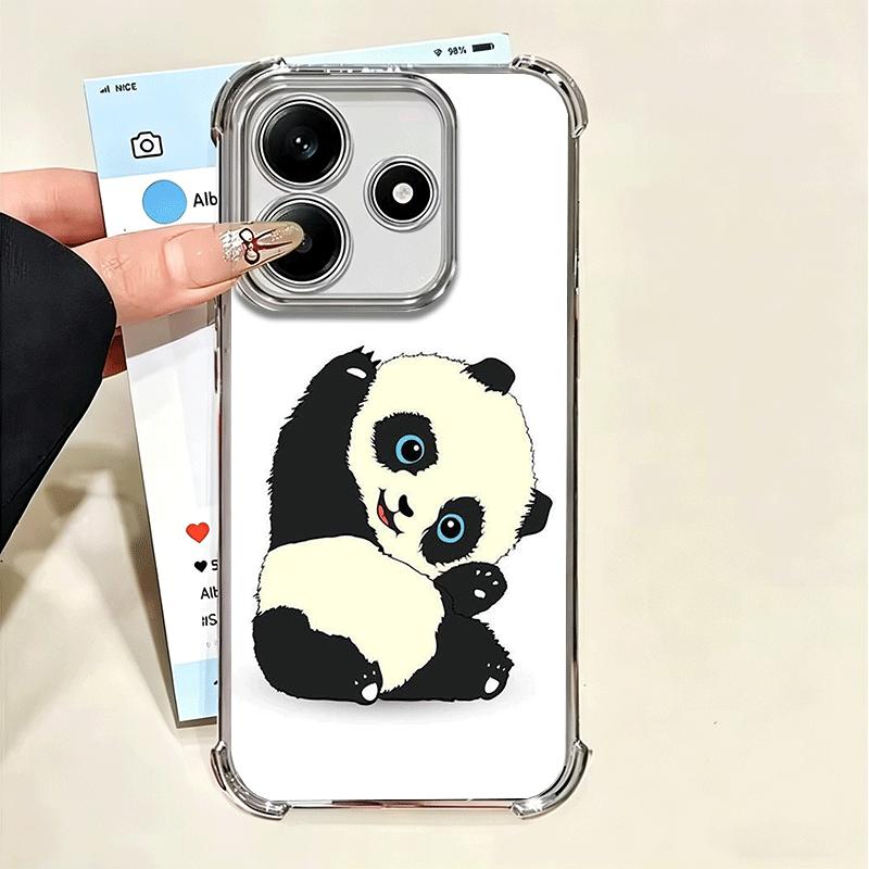 Cute Cartoon Panda Plating Phone Case For Xiaomi Poco X5 X6 X7 X8 Pro Max F8 Ultra F7 M8 M7 M5S Redmi 15C 15 14C 13C 13 X3 12C F