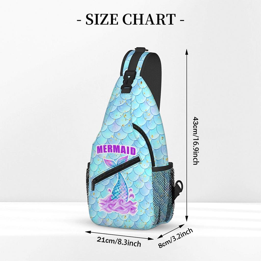 Mermaid Print Small Chest Bag Men's and Women's Best Gift 2D Cartoon Large Capacity Outdoor Sports Leisure Fashion