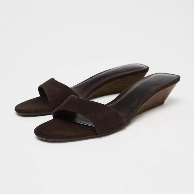 Fashion Designer Summer Women's Fashion Open Toe Slippers Comfort Wedges Heel Slides Ladies Casual Evening Party Shoes