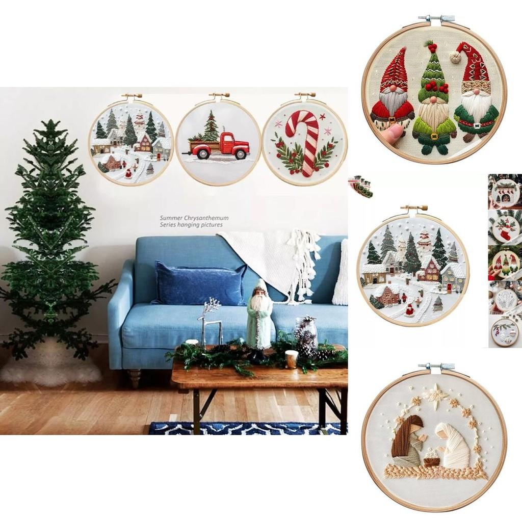Christmas Embroidery Kit Featuring Unique Floral And Leaf Designs Perfect For Holiday Decor Projects