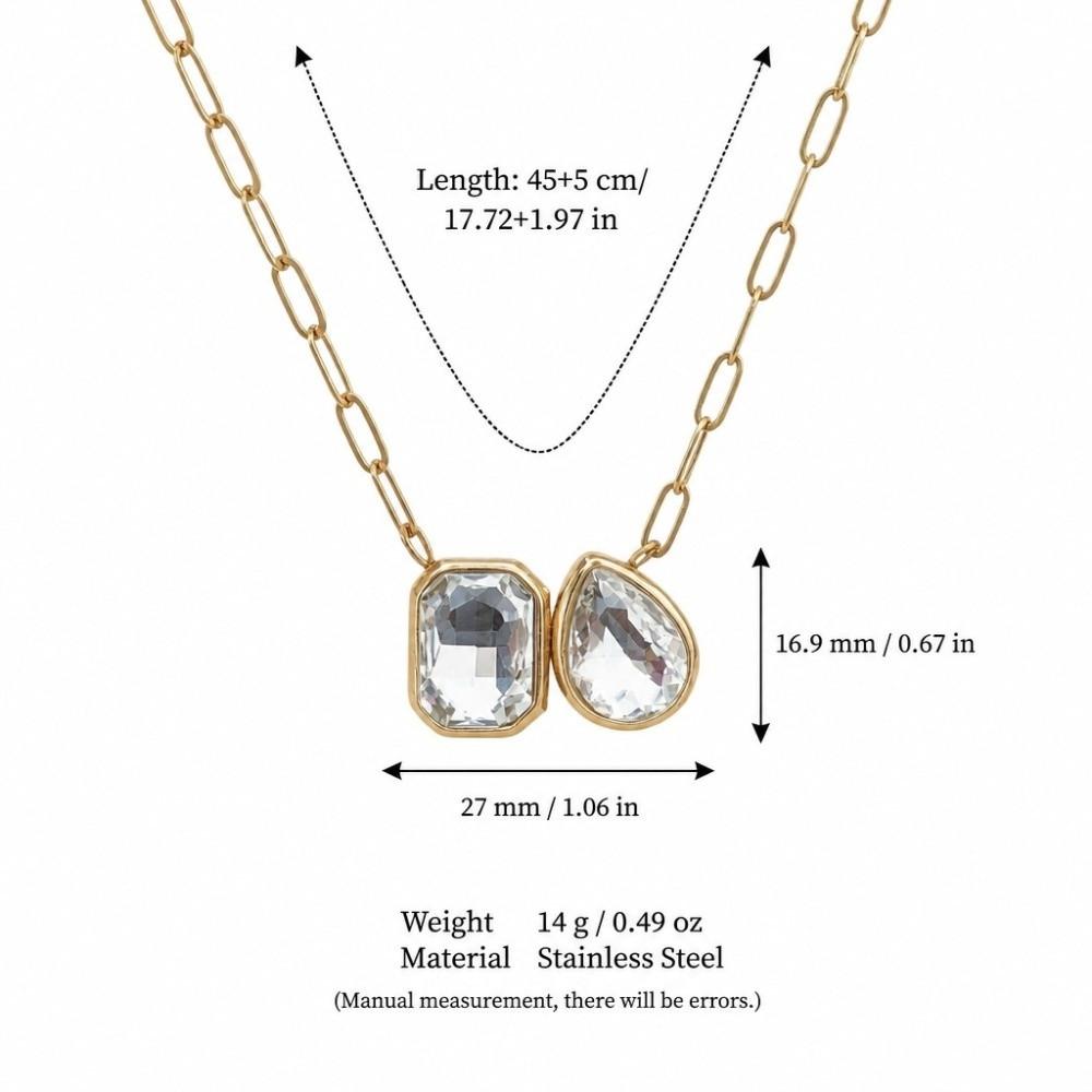 Multi Zircon Zircon Charm Necklace Stainless Steel Plated Y-Shaped Chain Necklace for Daily Wear