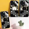 Tempered Glass Casing Cute Cartoon Cats Printed Protective TPU Cover Soft Case Shell for iPhone Samsung