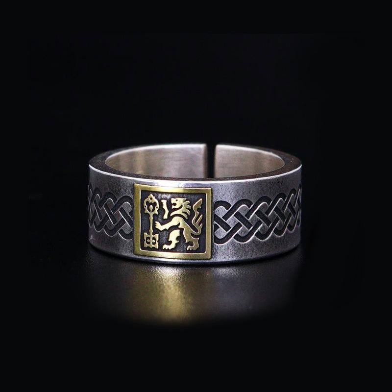 

2026 New Arrival Vintage Court Lion Pattern Thai Silver Men Ring Jewelry for Male Birthday Gifts Never Fade resizable