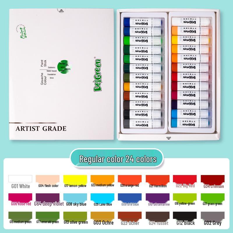 Dankelin Wasserfarb-Buntstift-Set: 12 Farben, Solide, Drehende Stifte für Kinder-Bastelbedarf mit Professionellem Pinsel