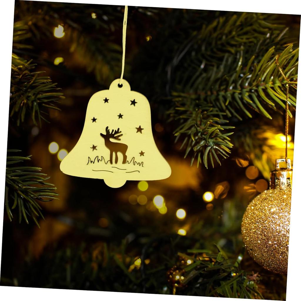 10 Stück unfertige hölzerne Weihnachtsdekorationen, geeignet für die Feiertagsdekoration zu Hause und kreative Projekte für Jungen und Mädchen
