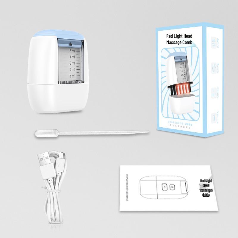 Electric Red Light Essential Oil Head Massage Comb with Scalp Medication Applicator белый