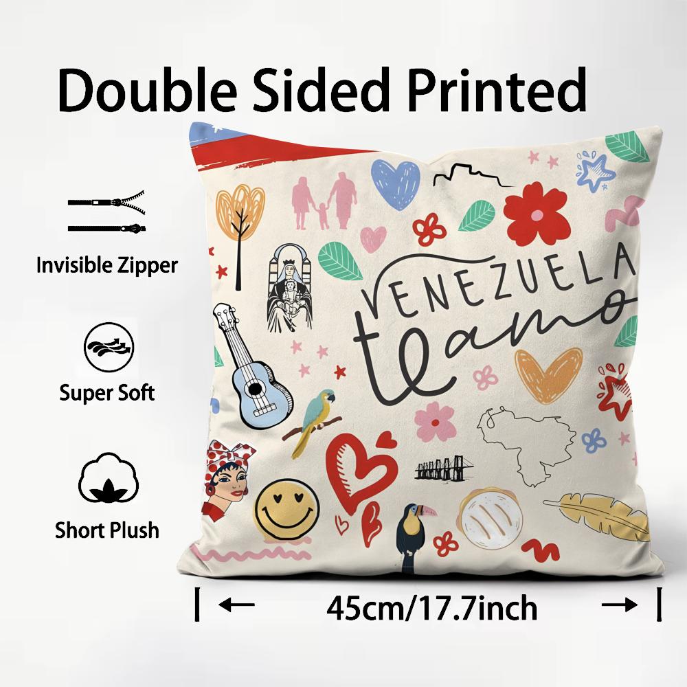 Venezuela Pride Print Pattern Cushion Cover Pattern Printed Pillowcase for Living Room Sofa Cushion Cover & Bedroom Decor