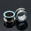 Stainless Steel Rhinestone-Inlaid Ear Expander Pulley Gauge Jewelry, 3-14MM