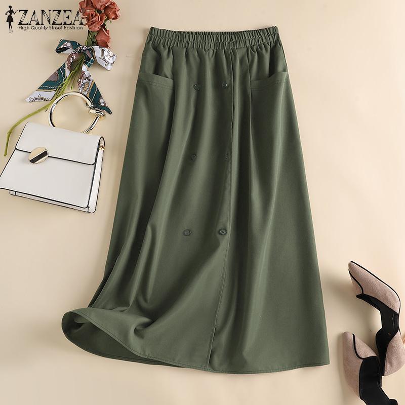 

ZANZEA Женские повседневные свободные летние юбки с эластичной резинкой на талии