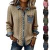 Women's Knitted Patchwork Denim Fashion Long,sleeved Cardigan Jacket