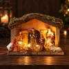 Holiday Decoration Compact Christmas Nativity Stable Religious for Shelf Decor
