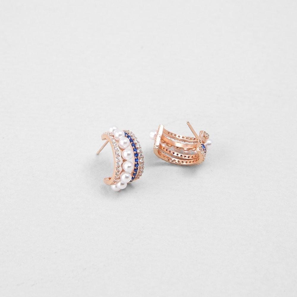 [Judy And Paul] Libero Triple Line Blue Sapphire Hoop Earrings E51514