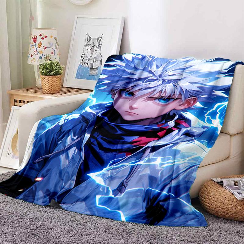 HXH Hunter X Hunter GON FREECSS Killua Zoldyck Cartoon Anime Flannel Blanket,Soft Throw Blanket for Home Bedroom Bed Sofa Gift